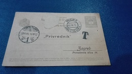 1421. Carte Postale Privrednik  Zargab Zagreb-Kuk Military  Post Broka 1909. Letter T - Prefilatelia