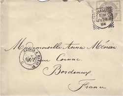 1886- Cover Fr. 2 1/2 P.  Canc. SOUTHAMPTON  Squared Circle - Cartas & Documentos