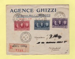 Monaco - N°111 à 113 - Exposition Philatelique Monte Carlo - 22-2-1928 - Recommande - Lettres & Documents