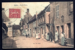 CPA ANCIENNE FRANCE- ABLIS (78)- RUE DE PARIS EN TRES GROS PLAN COLORISÉ- BELLE ANIMATION - CHATEAU- PUB MURALE - Ablis