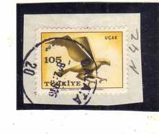 TURCHIA TURKÍA TURKEY 1959 AIR MAIL POSTA AEREA BIRD FAUNA AVICOLA BIRDS UCCELLI HAWK 105k USATO USED OBLITERE' - Luchtpost