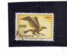 TURCHIA TURKÍA TURKEY 1959 AIR MAIL POSTA AEREA BIRD FAUNA AVICOLA BIRDS UCCELLI HAWK 105k USATO USED OBLITERE' - Luchtpost