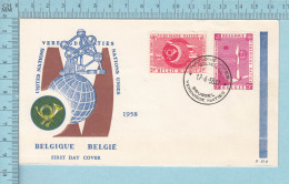 Belgie Belgique - FDC PPJ -  1958 United Nations, Nations Unies - 1951-1960