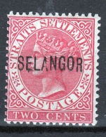 Malaya Selangor Queen Victoria Two Cent Pale Rose With Overprint. - Selangor