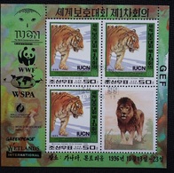 Korea 1996 M/S Wild Animals Nature Conservation Tiger Big Cats Lion Leo WWF Fauna Mammals IUCN Stamps CTO SG N3631 - Oblitérés