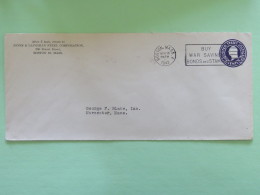 USA 1943 Stationery Cover Washington 3 C From Boston To Worcester - Steel - War Saving Bonds Slogan - 1941-60