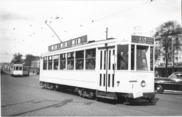 BRUXELLES (Belgique) Photographie Format Cpa Tramway électrique Place De La Constitution 1950 - Transport Urbain En Surface