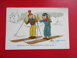 CPA ILLUSTRATEUR JEAN CHEVAL ENFANTS SKIS - Cheval