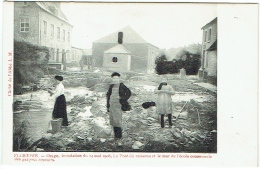 Floreffe. Orage, Inondation Du 14 Mai 1906. Pont Du Ruisseau Et Mur De L'Ecole Communale Des Garçons écroulés. - Floreffe