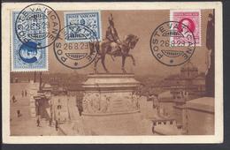 VATICAN - 1929 - Affr. Timbre Lettre Exprès N° 2 + Poste N° 29 Et 33 Sur CPA " Roma Monumento A V. Emanuele II" B/TB - - Covers & Documents
