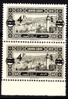 Lebanon (1927) 4p On 25c Overprint On Pair, Overprinted On Both Sides! Scott 71. MNH. Overprint On Reverse Is Inverted I - Nuovi