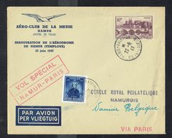 AEROPHILATELIE - Enveloppe Avec Cachet "vol Spécial NAMUR-PARIS", Repris Au N° 482 Du Cat. Belge De L'Aérophilathélie. - Briefe U. Dokumente