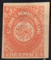 TERRE-NEUVE - 4 P. Orange FAUX Gravé - 1857-1861