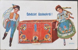 T2/T3 Szolnok, Népviseletes Leporellólap / Folklore Leporellocard. S: Bernáth (EK) - Ohne Zuordnung