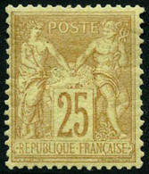 ** N°92 25c Bistre S/jaune, Pièce De Luxe - TB - 1876-1878 Sage (Tipo I)