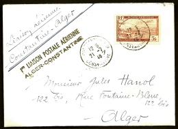 LETTRE ALGÉRIE- POSTE AÉRIENNE- 1er LIAISON POSTALE AÉRIENNE ALGER-CONSTANTINE- 21-7-1946- - Luftpost