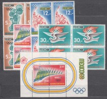 Indonesia 1968 Sport Olympic Games Mexico With One Block-stamp Mi#618-622 Mint Never Hinged Blocks Of Four - Indonesien