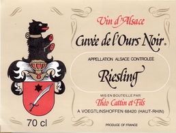 Etiket Etiquette - Vin - Wijn - Alsace - Cuvée De L' Ours Noir - Riesling - Voegtlinshoffen - Riesling