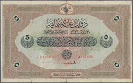 02515 Turkey / Türkei: 5 Livres 1915 P. 70, Used With Several Folds And Border Tears, One Larger Tear (2,5 - Turkije