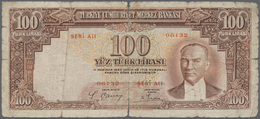 02525 Turkey / Türkei: 100 Lira ND(1938) P. 130, Very Strong Used With A Very Strong Center Fold Causing A - Turkije