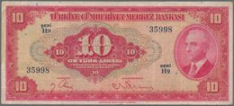 02539 Turkey / Türkei: 10 Lirasi L. 1930 (1947-1948) "?nönü" - 4th Issue, P.147, Still Nice Note With Seve - Turkije