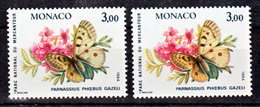 Monaco 1423 Papillon Variété Papillon Verdâtre Et Brun Jaune Neuf ** TB  MNH Sin Charnela - Varietà