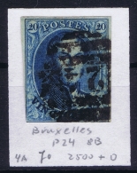 Belgium:  OBP Nr 4  Cancel 24 Bruxelles - 1849-1850 Médaillons (3/5)