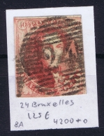 Belgium:  OBP Nr 8  Cancel 24 Bruxelles - 1851-1857 Medaillons (6/8)