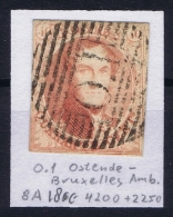 Belgium:  OBP Nr 8  Cancel O.I Ostende Bruxelles Ambulant - 1851-1857 Medaglioni (6/8)