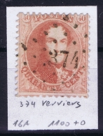 Belgium OBP Nr 16  Cancel  374 Verviers - 1863-1864 Médaillons (13/16)