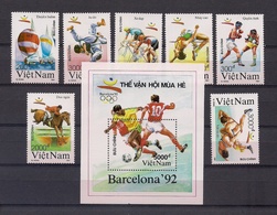 VIETNAM 1992 - BARCELONA 92 OLYMPICS - YVERT 1164/70 + BLOCK 62 - Salto