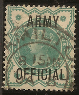 GB 1896 1/2d QV ARMY OFFICIAL SG O42 U #ALG35 - Service