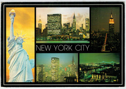 NEW  YORK  CITY   AT       NIGHT            2 SCAN     (VIAGGIATA) - Panoramische Zichten, Meerdere Zichten