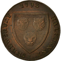 Monnaie, Grande-Bretagne, Salon Woollen Manufactory, Halfpenny Token, 1793, TB+ - B. 1/2 Penny