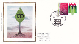 B01-087-1 2238  MET  FDC Soie   Syndicat 100 Ans Syndicalisme Chrétien 13-12-1986 1000 Bruxelles €3 - 1991-2000