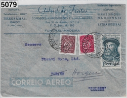 1946 678 Funchal Madeira 1.2.46 Correio Aero To Zürich (Gabriel De Freitas) - Funchal