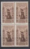 Emissioni Generali - Cinquantenario Garibaldino (1932) - 2,55+0,50 Lire ** - Algemene Uitgaven