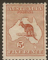 AUSTRALIA 1913 5d Roo SG 8 HM #ALK246 - Mint Stamps