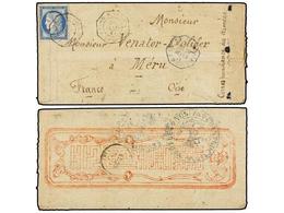 418 INDOCHINA FRANCESA. 1877. SAIGON A FRANCIA. Sobre Local Ilustrado Circulado Con Sello De <B>25 Cts.</B> Azul, Mat. O - Andere & Zonder Classificatie