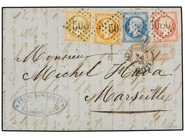 424 LEVANTE: CORREO FRANCES. 1865. ALEXANDRIE To FRANCE. Entire Letter Franked With French <B>10 Cts.</B> Bister, <B>20  - Andere & Zonder Classificatie