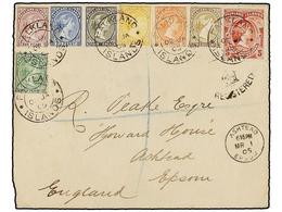 510 FALKLAND. Sg.27, 30, 32, 34, 35, 38, 42. 1905. FALKLAND To GREAT BRITAIN. Spectacular Franking Including The RARE <B - Other & Unclassified