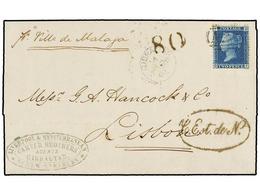 525 GIBRALTAR. 1861. GIBRALTAR To LISBON. Entire Letter Franked With GB <B>2 D.</B> Blue Stamp, Cancelled With <B>A26,</ - Other & Unclassified