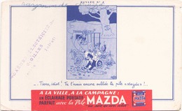 Buvard " Pile Mazda "  ( Pliures, Rousseurs, écritures, Déchirures 21 X 13,5 Cm ) - Piles