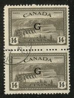 Canada 1950 14 Cent Hydroelectric Dam  Issue #O22  Pair - Aufdrucksausgaben