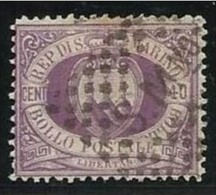 1877 San Marino Saint Marin CIFRA O STEMMA 40c Lilla Scuro (7) USATO - Usados