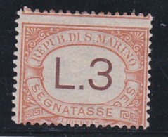 1925 San Marino Saint Marin SEGNATASSE 3 LIRE ARANCIO (25) MLH* POSTAGE DUE - Portomarken