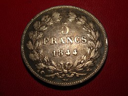 France - 5 Francs 1844 W Lille Louis Philippe - Belle Patine Sombre 5605 - 5 Francs