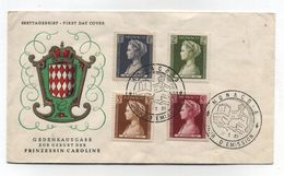 Monaco FDC PRINCESS CAROLINE 1957 - Lettres & Documents