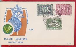 UNITED NATIONS SIMBOL ATOM BELGIUM FDC - 1951-1960