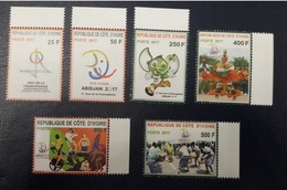 COTE D'IVOIRE IVORY COAST 2017 JEUX FRANCOPHONIE GAMES WRESTLING LUTTE ELEPHANT ELEPHANTS BASKETBALL SOCCER FOOTBAL MNH - Lotta